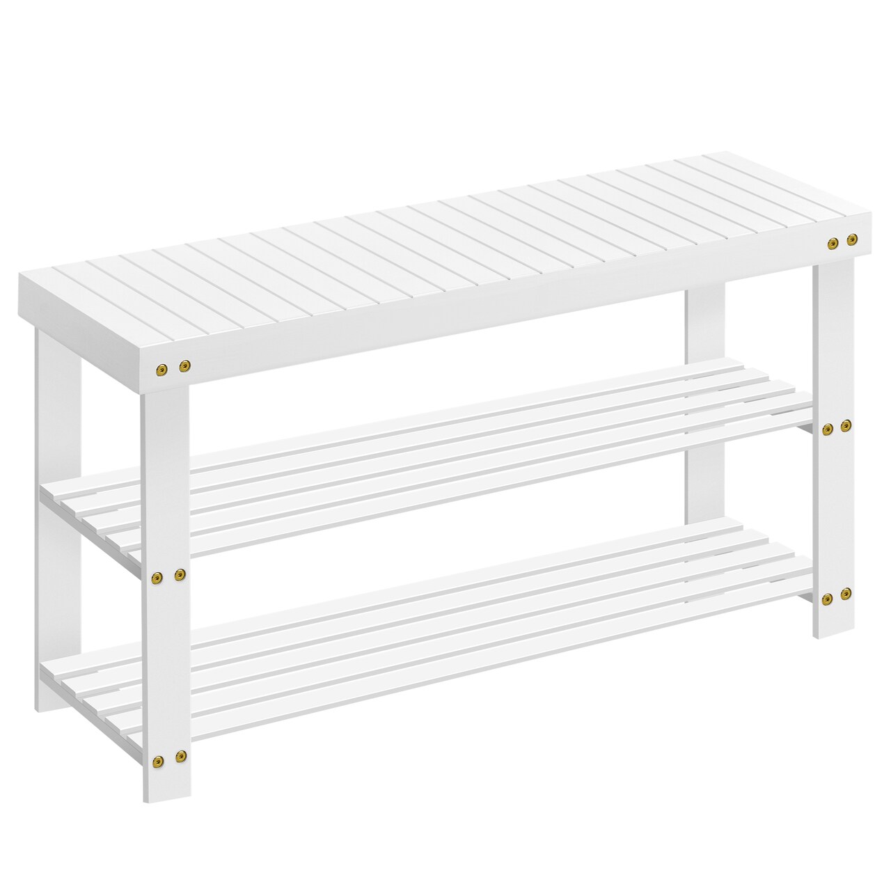 Shoe Storage Bench Wicker Entryway Bench with 2 Shelves Shoe Rack Seat